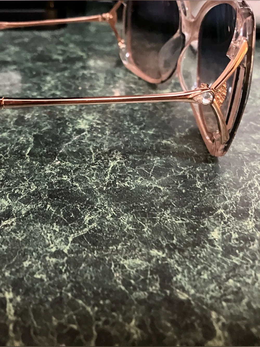 Tahari Pink Oversized Women's Sunglasses with diamond bezel bling rosegold